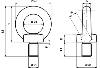 Golfari, golfari di sollevamento, misure dei golfari maschi, tiranti, ganci, funi